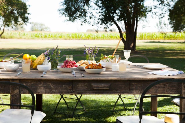 mesa de verano en el jardín