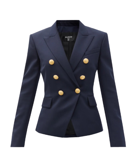 balmain海軍藍雙鈕扣西裝外套