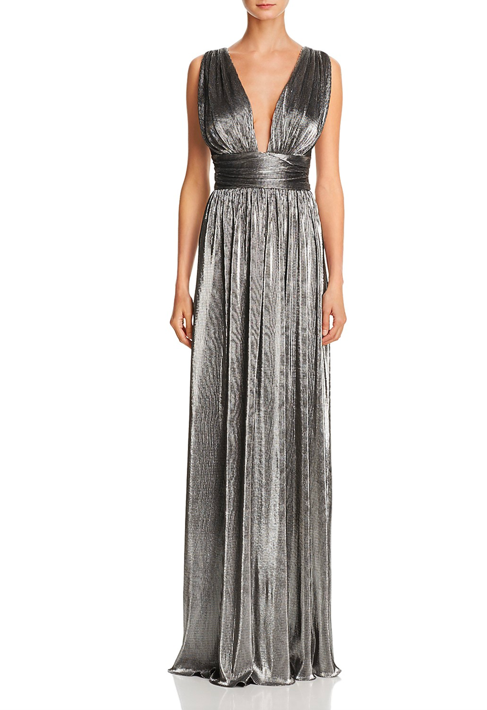 Metallic silver sales evening gown