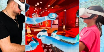 two individuals brought together into the same virtual environment with each other