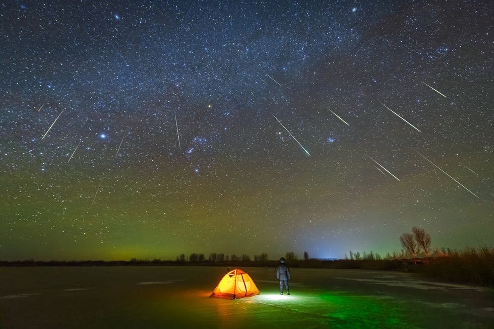 meteor shower in kuqi desert, inner mongolia, china in 2020