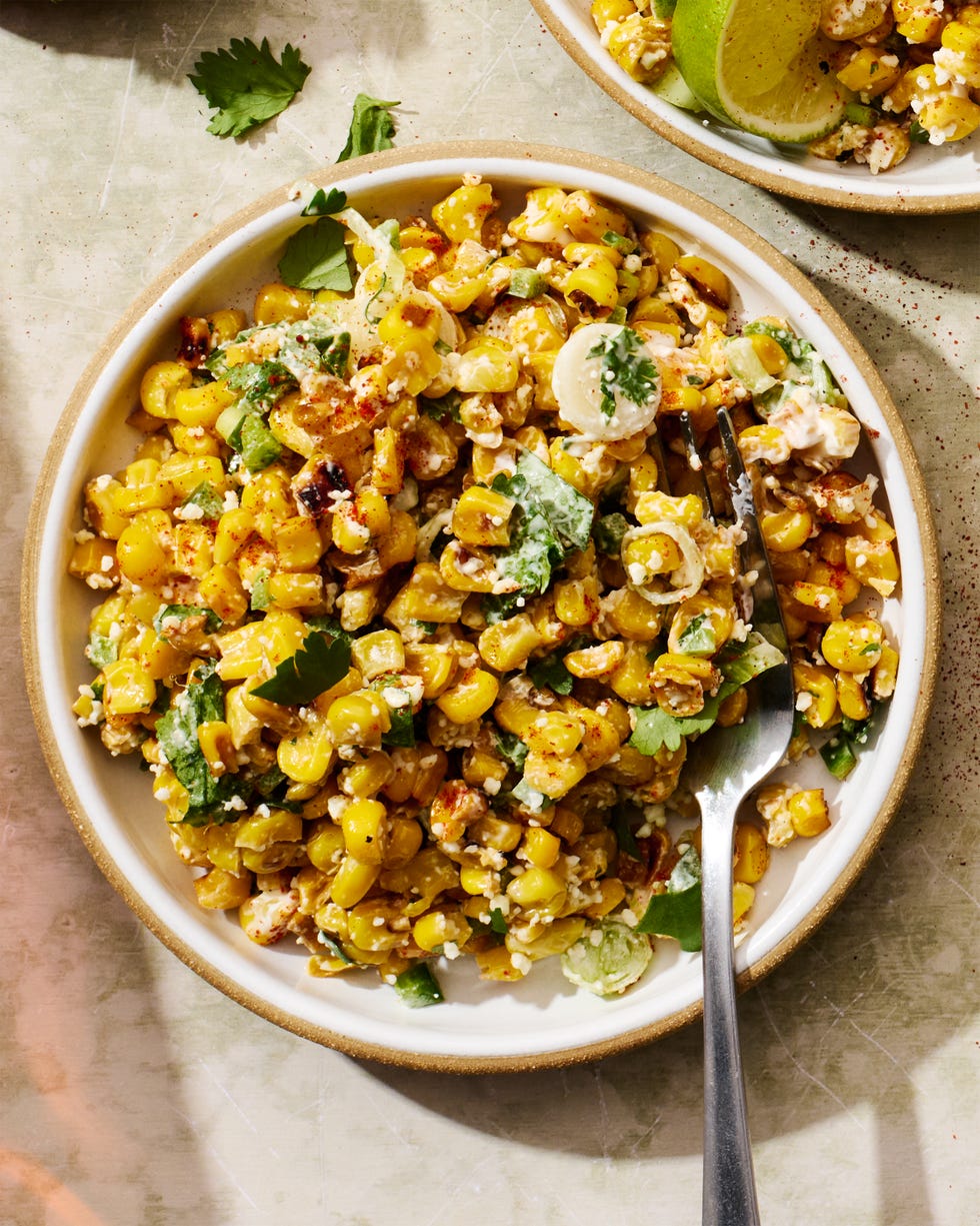 mexican corn salad mixed in a bowl