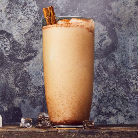 easy maple horchata on a swirled background