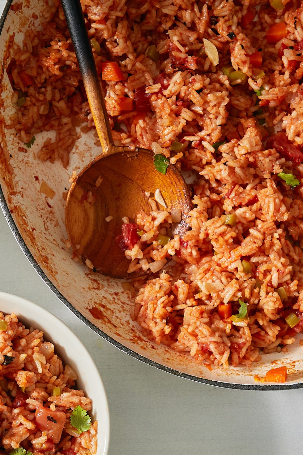 mexican rice with tomatoes, onion and fresh cilantro