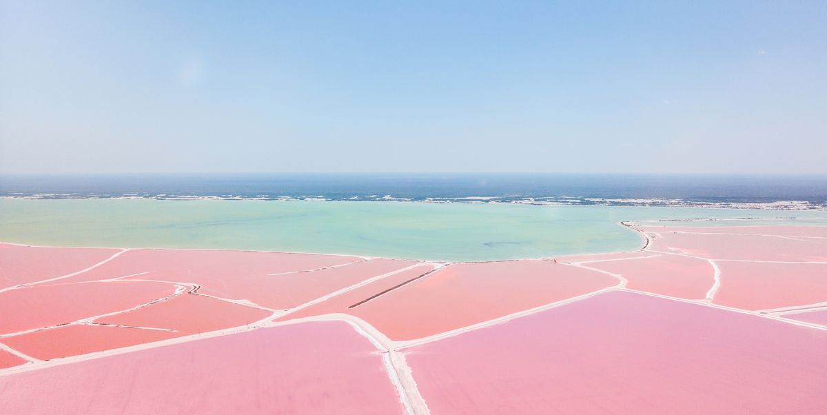 mexiko, yucatan, las coloradas, pink lake salt lake