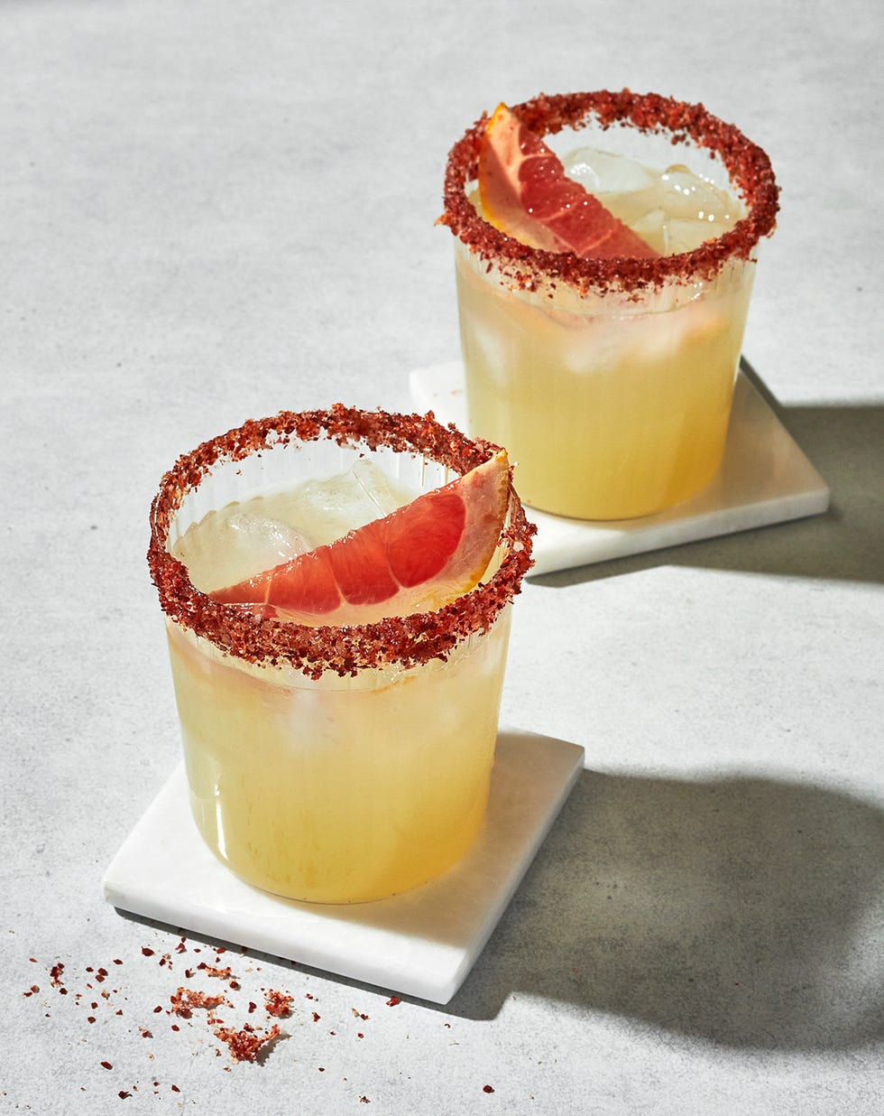 mezcal margarita with chili salt rim