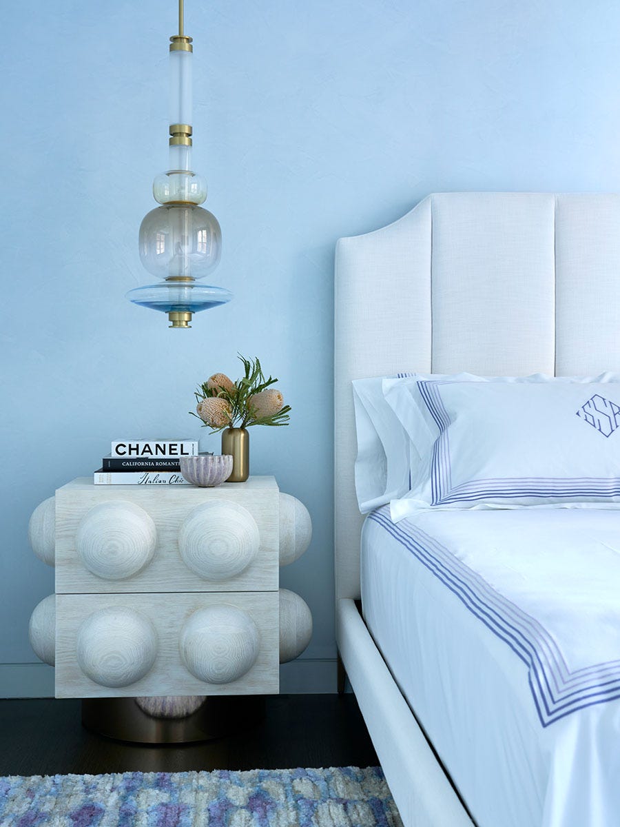 blue and white bedroom