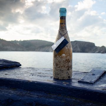wine bottle that was aged under the sea