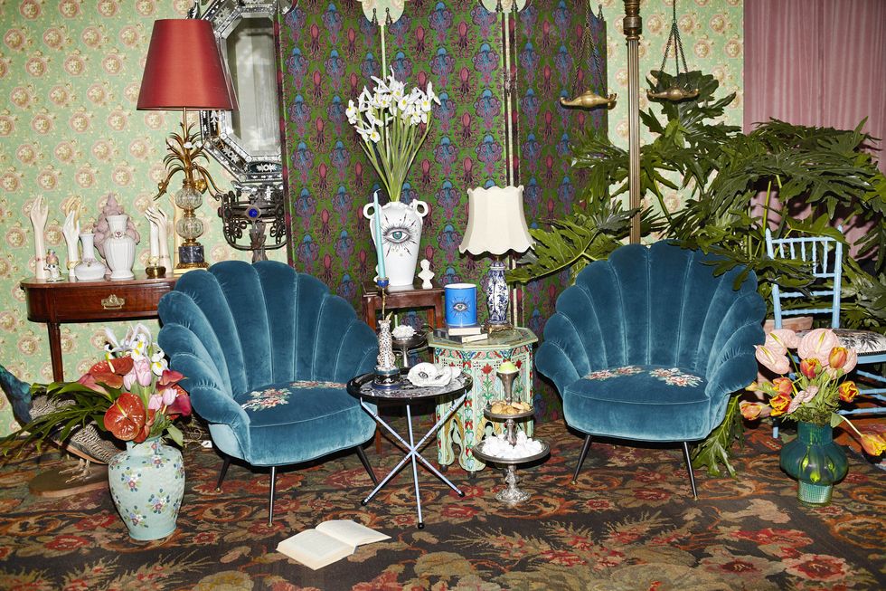 Blue, Room, Houseplant, Furniture, Chair, Turquoise, Interior design, House, Living room, Plant, 
