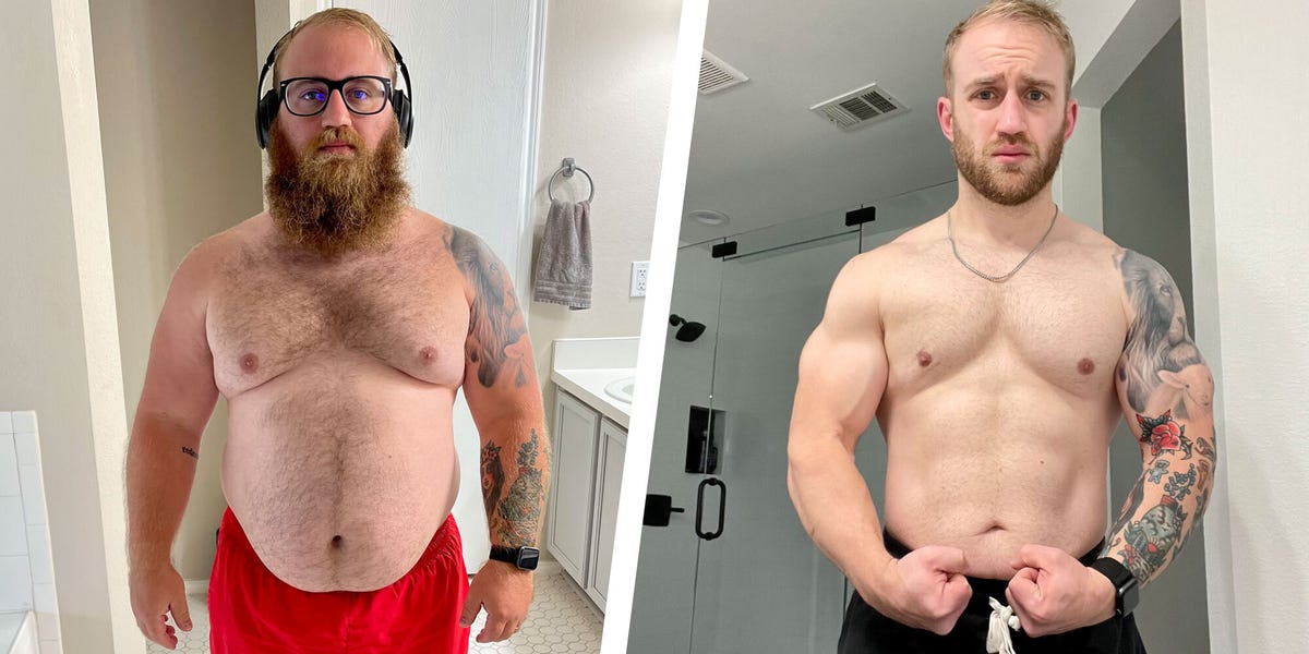 before and after shirtless photo weight loss transformation