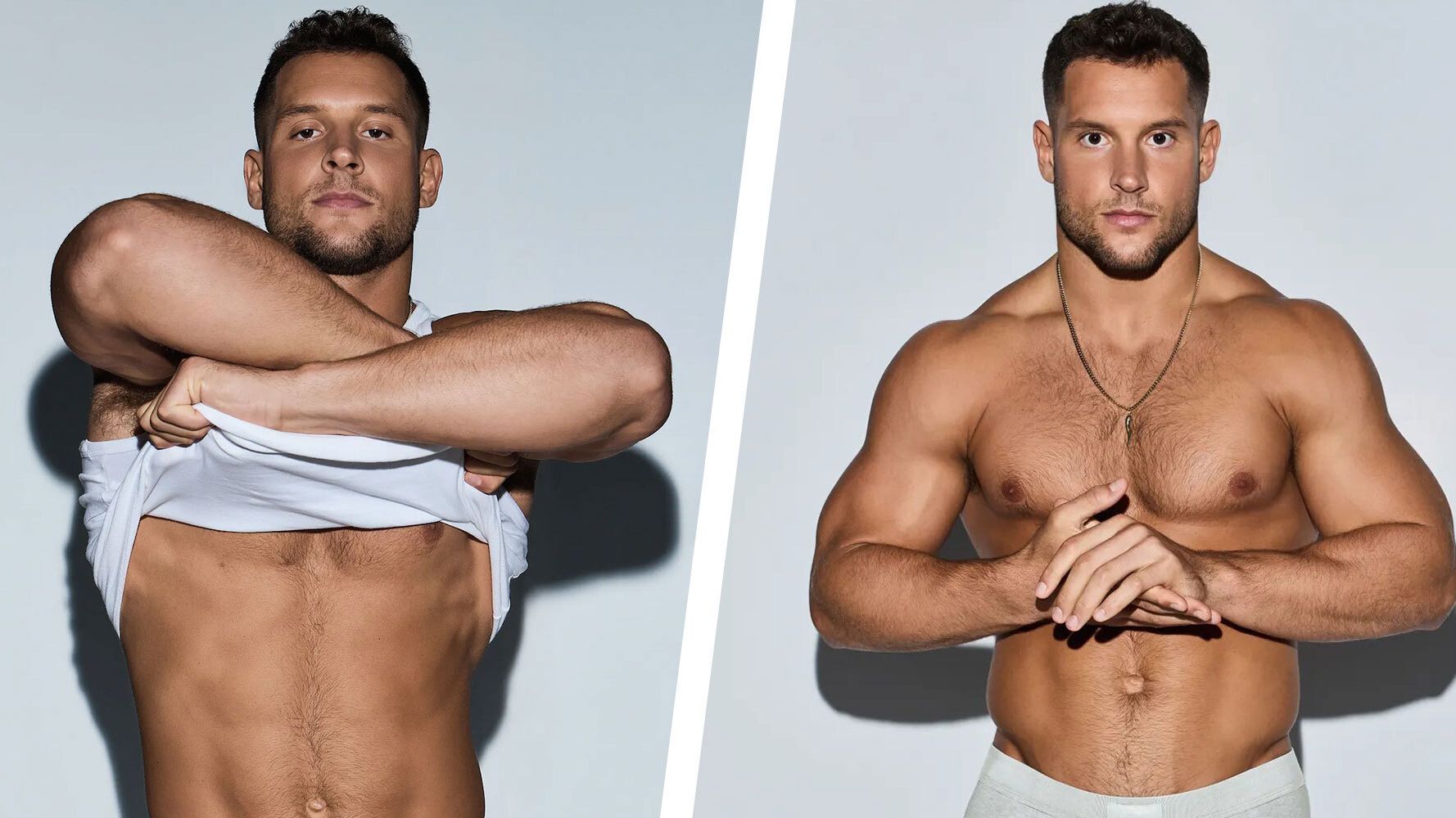 A Jacked Nick Bosa Poses Shirtless in Thirsty Skims Ad Campaign