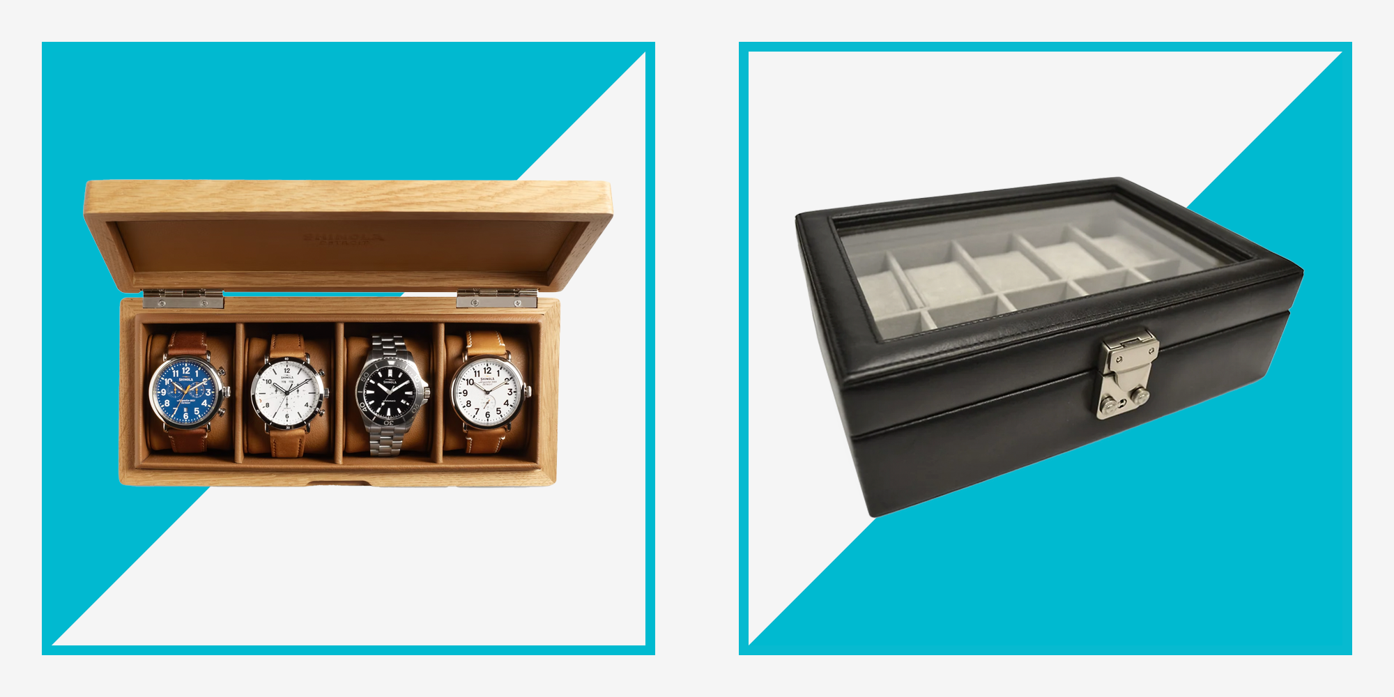 Modern Men's Walnut Jewelry Watch Box with Lucite Top