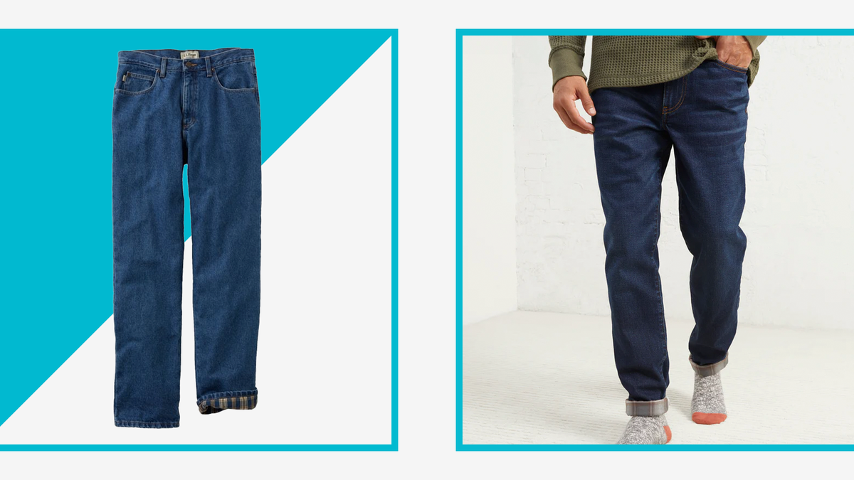 Men's Light Wash Flannel Lined Carpenter Jeans