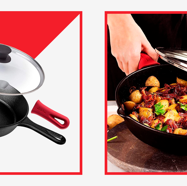  Cuisinel Cast Iron Skillets Set - 4-Piece Chef Pans - 6 + 8 +  10 + 12-Inch + 4 Heat-Resistant Handle Holders - Pre-Seasoned Oven Safe  Cookware - Indoor/Outdoor Use 