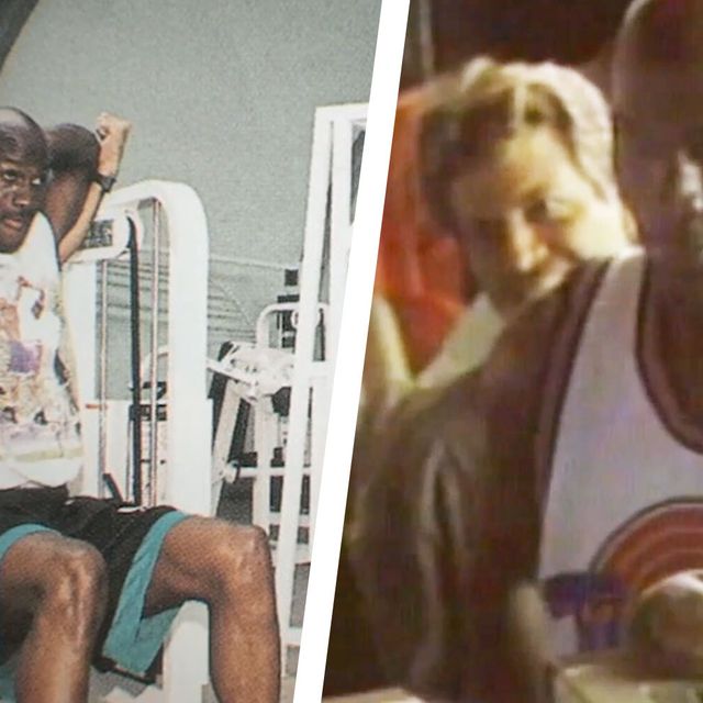 michael jordan on the set of space jam working out training and with bill murray, as seen in the last dance