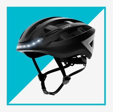 black helmet with lights and neon yellow bike helmet