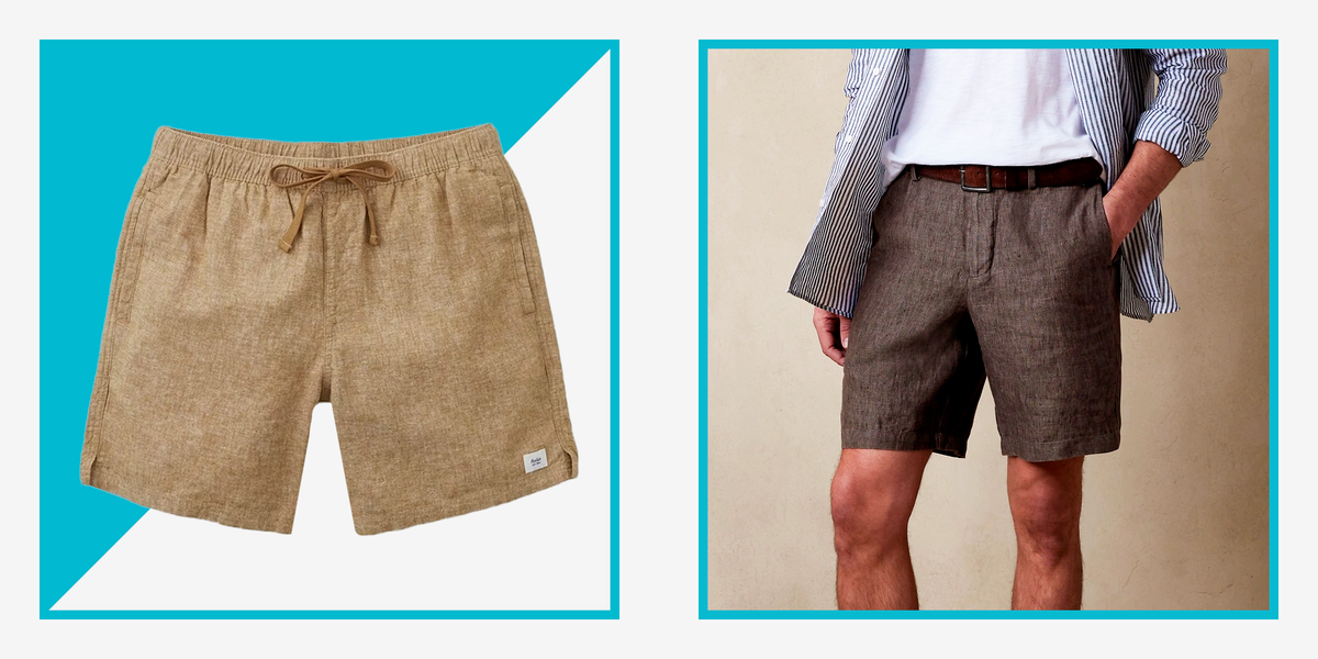 Mens linen shorts with elastic waist best sale