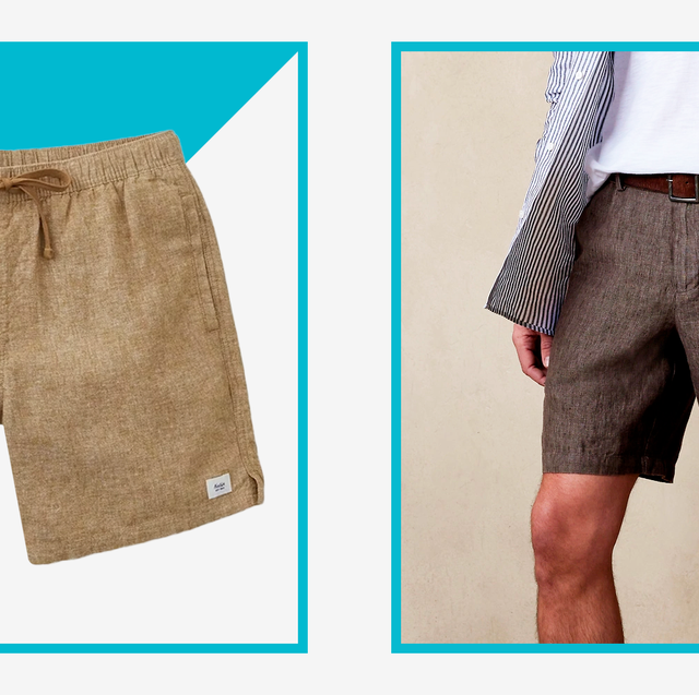 Relaxed Fit Linen-blend shorts - Light sage green - Men