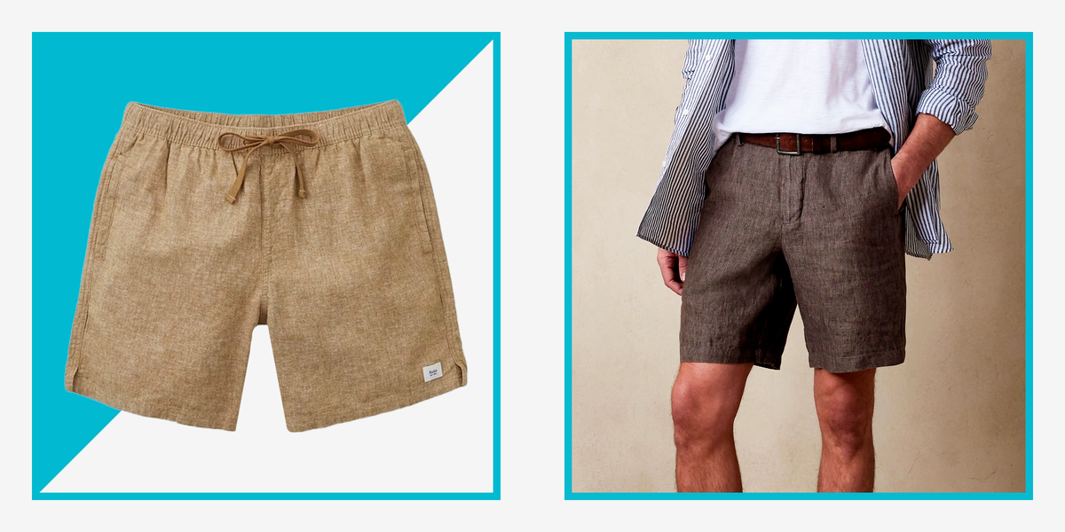 Muscularfit Men Linen Shorts Elastic Waist Drawstring Cotton Linen Shorts  with Pockets Loose Fit Outdoor Summer Beach Shorts