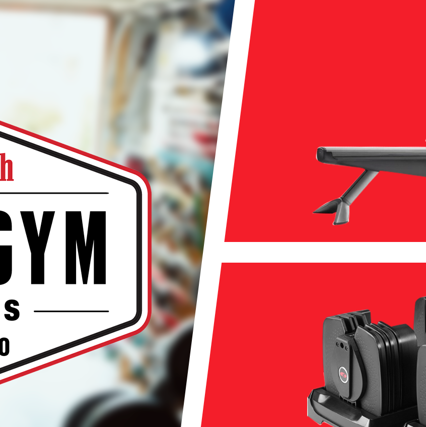 Red, Product, Room, Exercise equipment, Gym, Weights, Font, Bench, Dumbbell, Logo, 