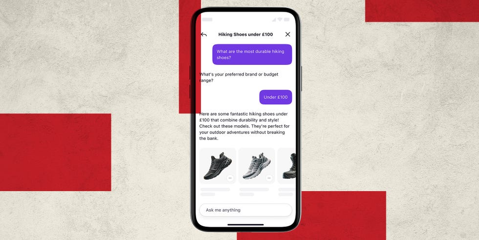 mobile application interface for hiking shoes recommendations