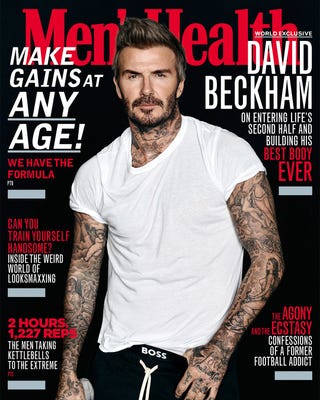 mens health magazine cover featuring david beckham