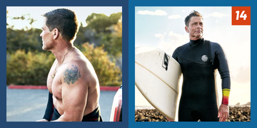 Wetsuit, Barechested, Muscle, Arm, Personal protective equipment, board short, Chest, Tattoo, Surfing, Photography, 