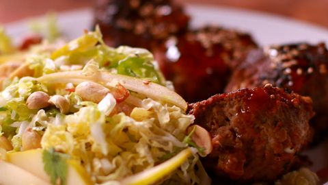 preview for Cook and Chisel 3.0: Ginger Garlic Teriyaki Meathballs With Cabbage Pear Slaw