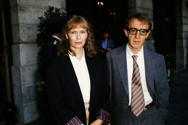 mia farrow and woody allen in paris, france on july 24, 1989
