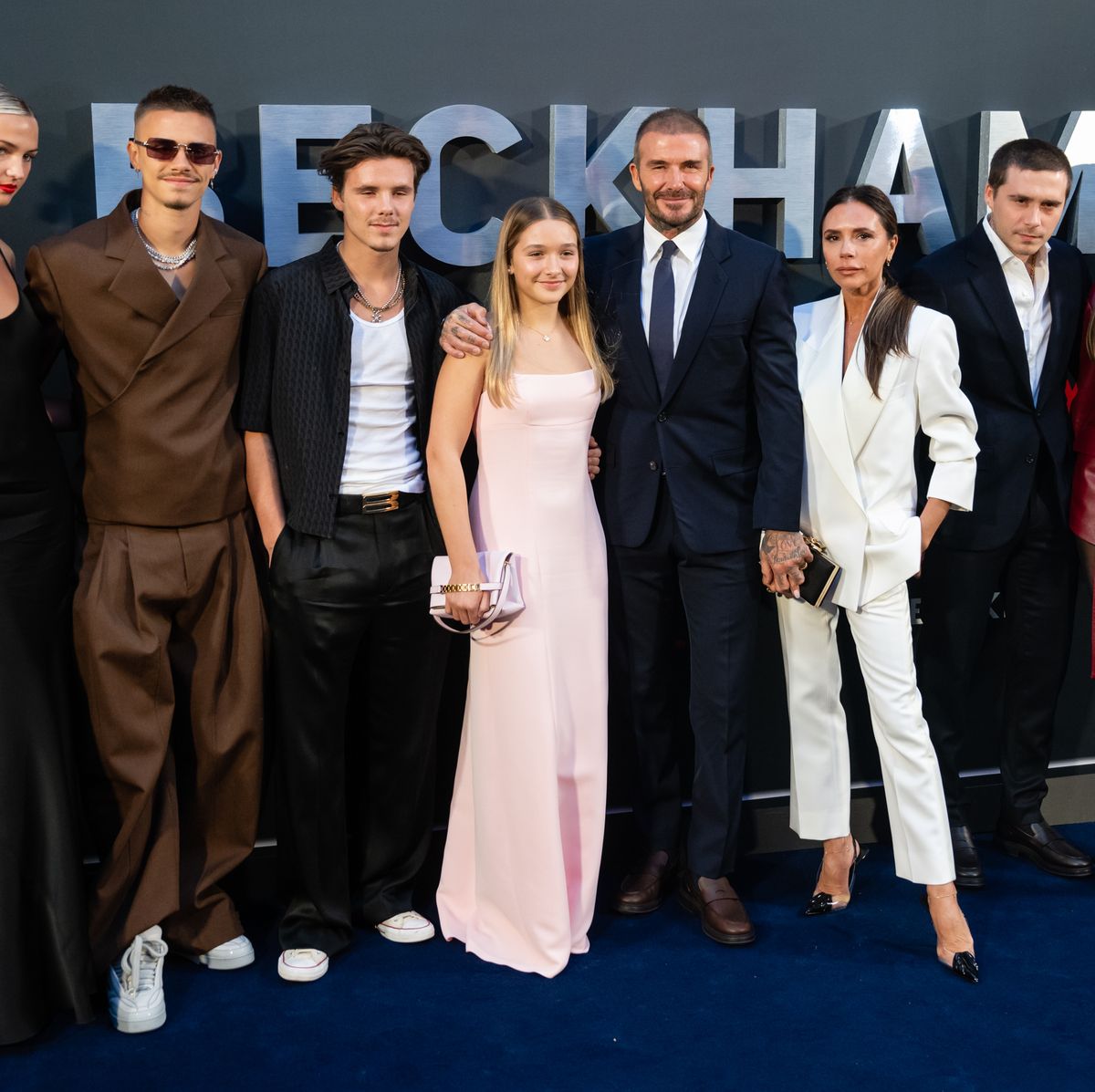 Victoria Beckham with David Beckham, Kids at Paris Fashion Week Debut