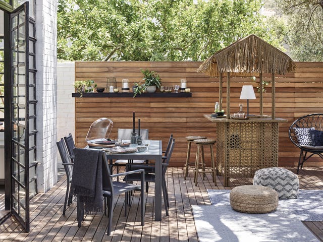 Miami Glass 6-Seat Garden Table