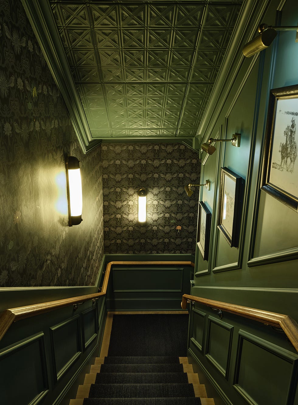 stairway to the auric room at the lone mountain ranch.