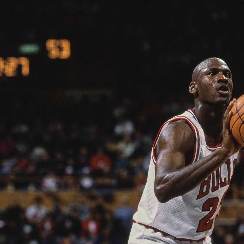 michael jordan 23, shooting guard and small forward for the chicago bulls prepares to make a free throw shot during the nba central division basketball game against the sacramento kings on 15th february 1993 at the chicago stadium in chicago, illinois, united states the chicago bulls won the game 119 101 photo by rick stewartallsportgetty images
