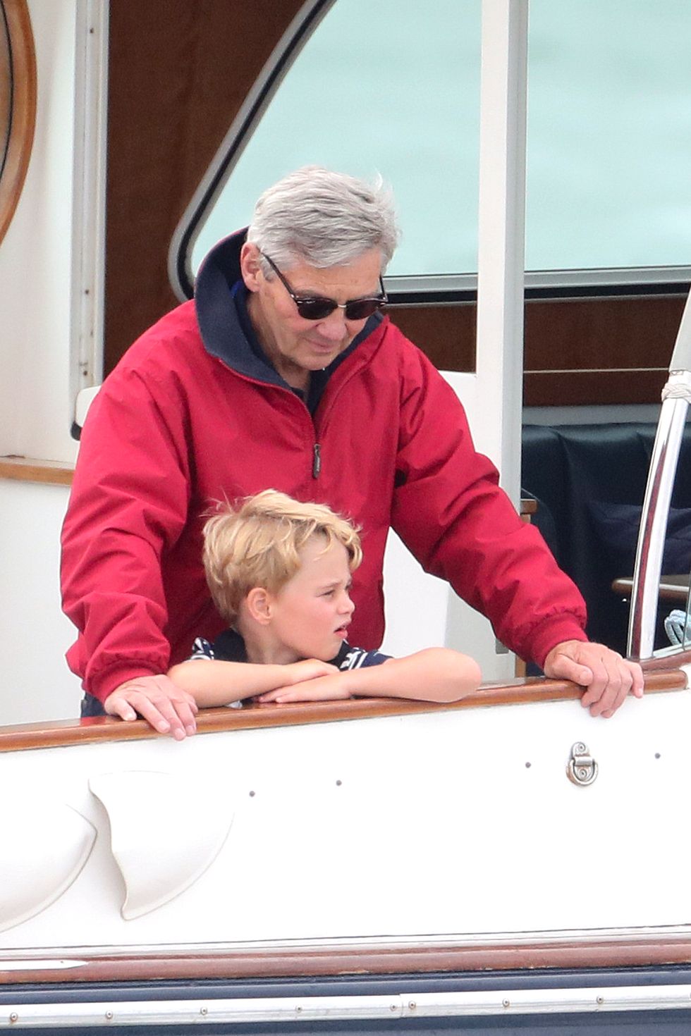 Prince George Michael Middleton watching Kate Middleton and Prince William at sailing regatta