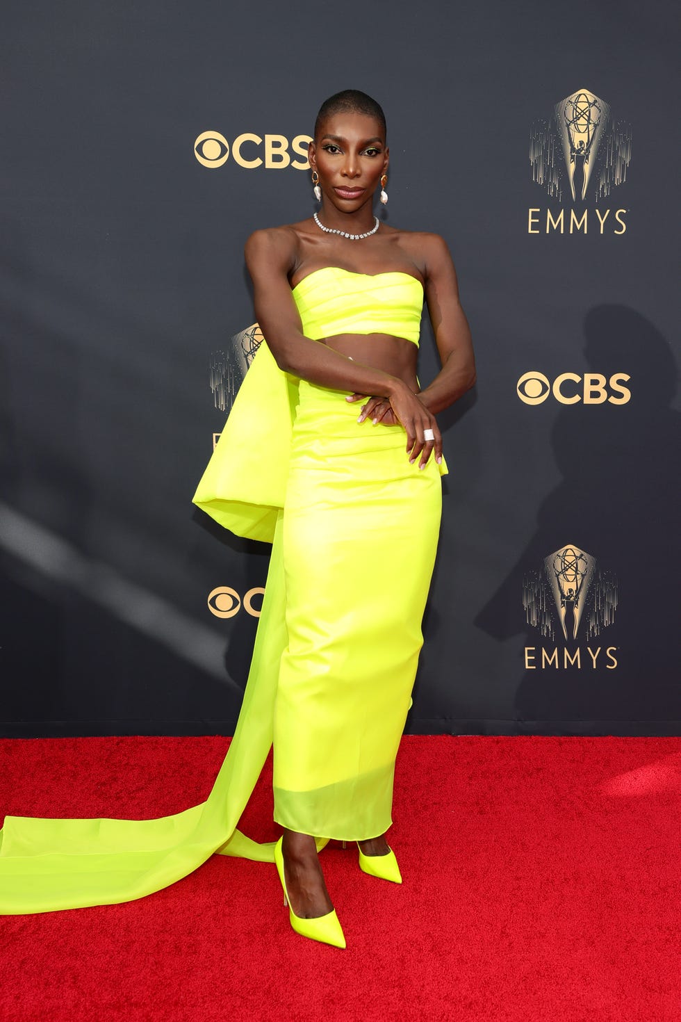 los angeles, california   september 19 michaela coel attends the 73rd primetime emmy awards at la live on september 19, 2021 in los angeles, california photo by rich furygetty images