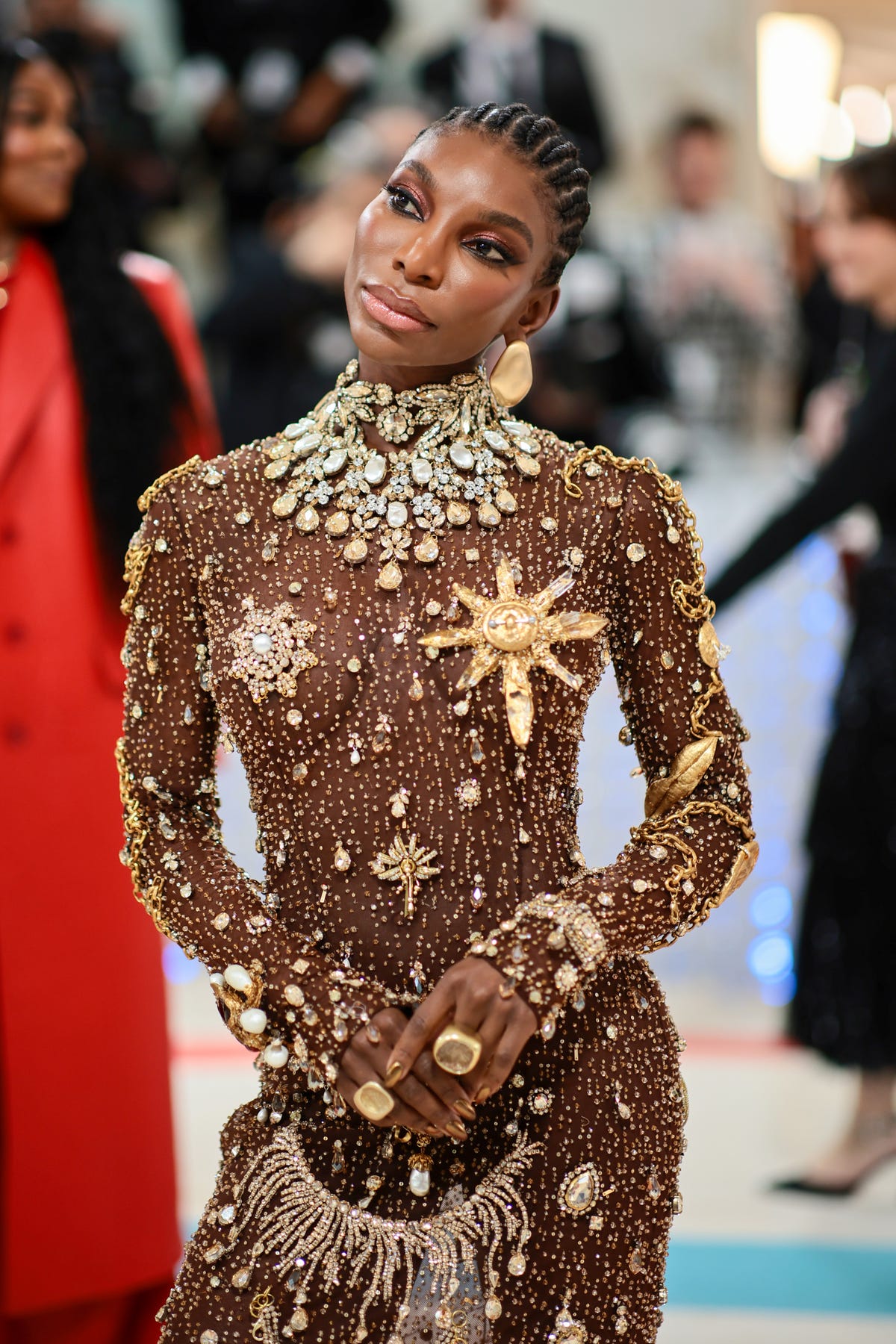 Michaela Coel's gold Met Gala jewellery by Emefa Cole