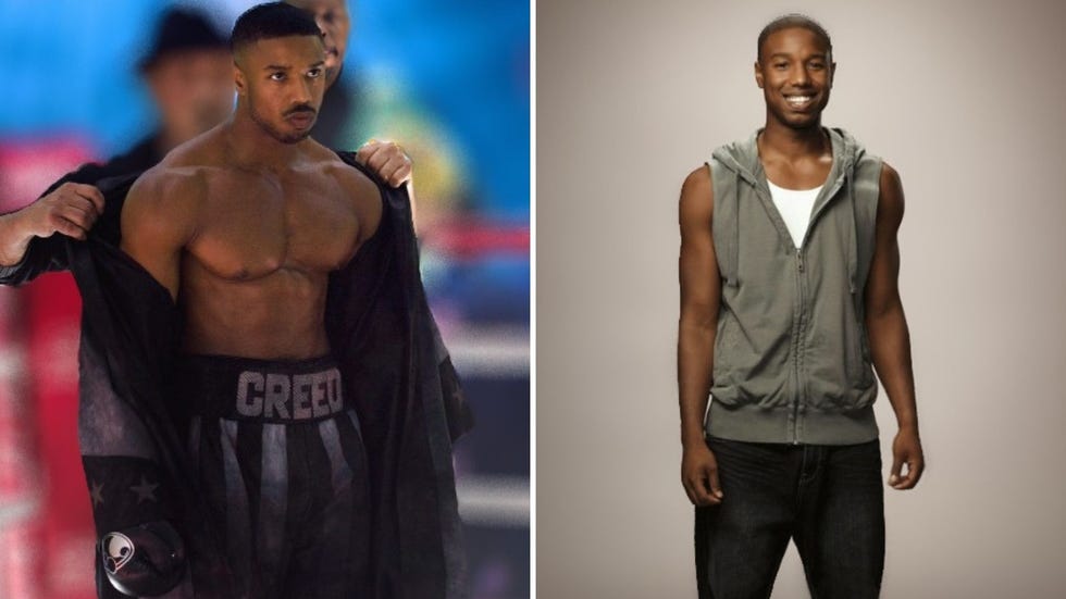 fotografía de michael b jordan en el año 2010 a la derecha y en el 2021