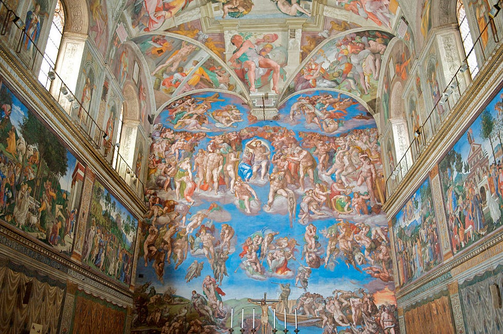 Fresco paintings by Michelangelo in the Sistine Chapel