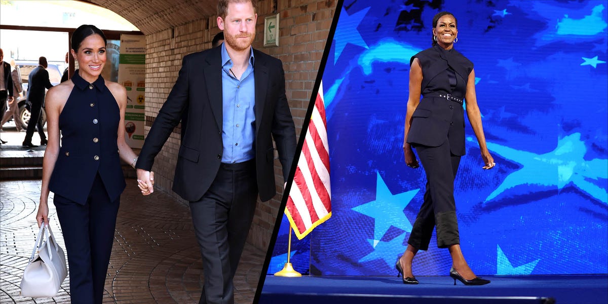 Michelle Obama & Meghan Markle nail summer tailoring in sleeveless suits