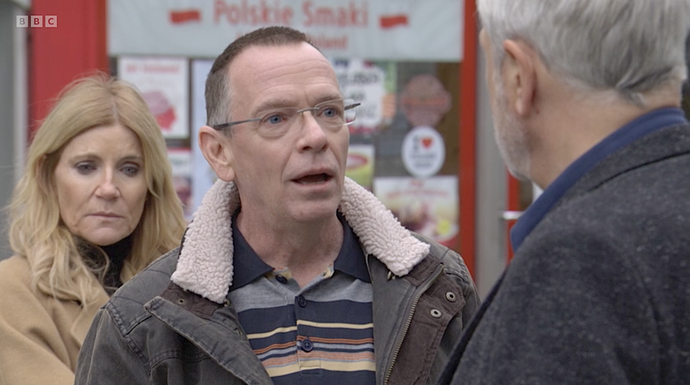 michelle collins as cindy beale, adam woodyatt as ian beale and brian conley as rocky cotton in eastenders