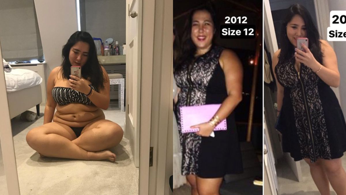 This size 20 woman still fits into a dress she bought when she was a size  12; proves clothes sizes are BS