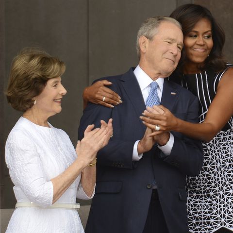 Michelle Obama with George and Laura Bush