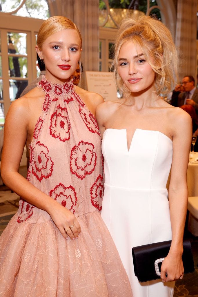 los angeles, california january 14 l r julia schlaepfer and michelle randolph attend the bafta tea party presented by delta air lines and virgin atlantic at four seasons hotel los angeles at beverly hills on january 14, 2023 in los angeles, california photo by frazer harrisongetty images for bafta