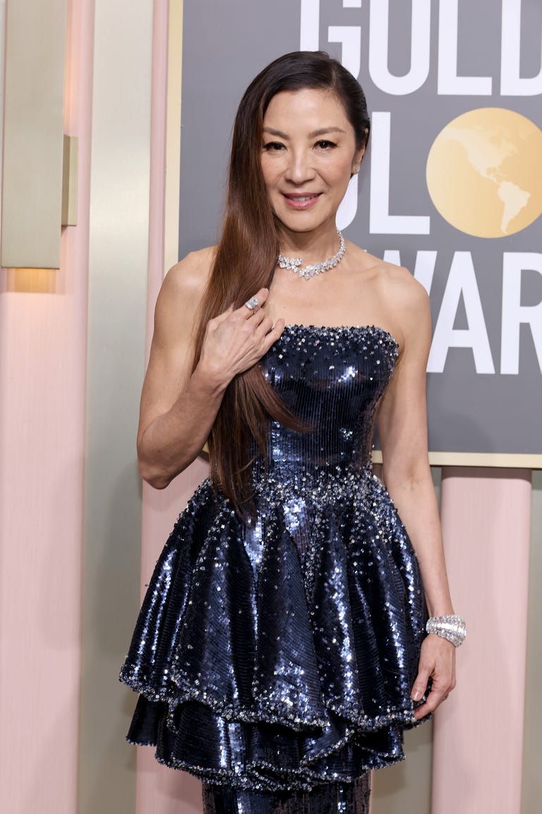 Michelle Yeoh Wears Sparkly Gown to the 2023 Golden Globes