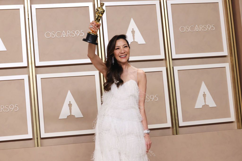 Michelle Yeoh wears ethereal gown at the Oscars