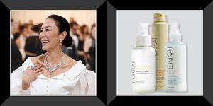 michelle yeoh at the met gala and fekkai hair products
