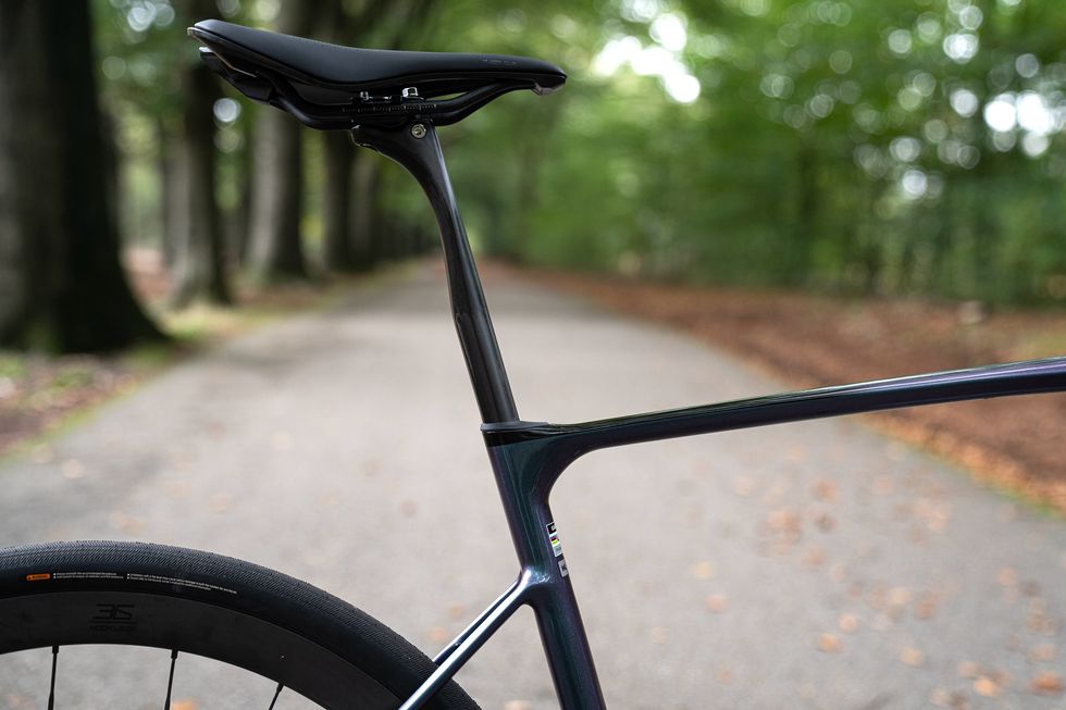 a black bicycle with a black seat