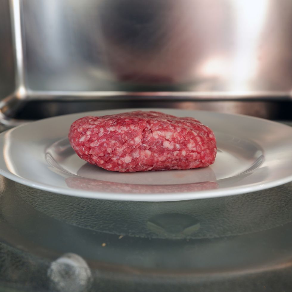 microwave defrosted ground beef