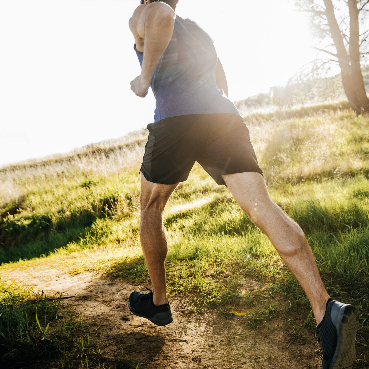 Mid adult man jogging in park on sunny day