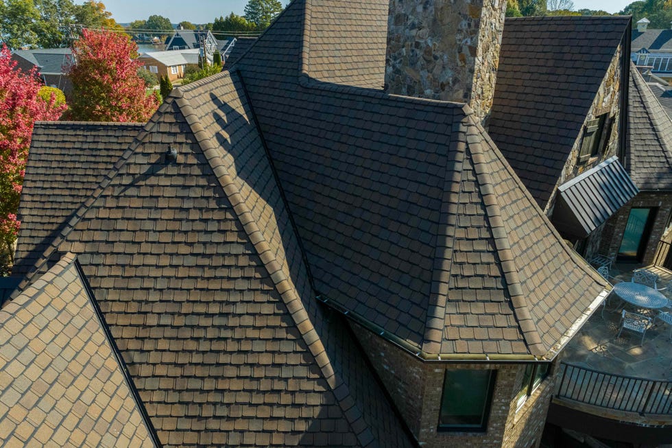 close up of asphalt shingled roof